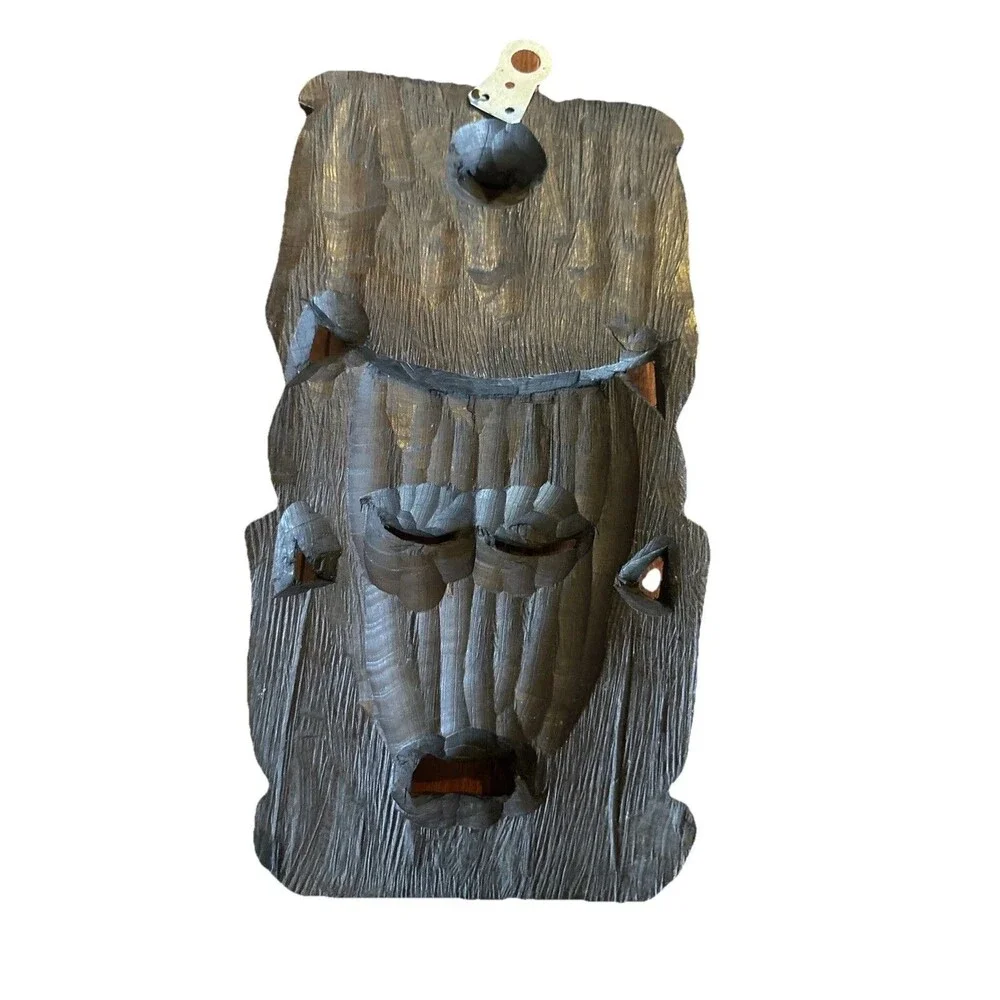 Handmade African Wooden Tribal Mask Wall Hanging‎ Home Decor Dark \Brow